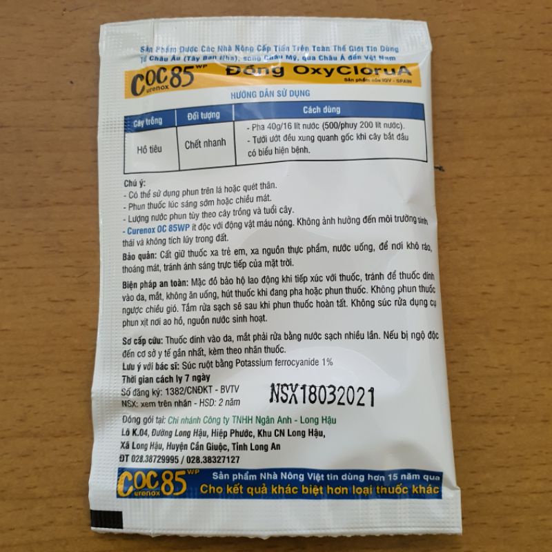 Thuốc trừ bệnh cây trồng COC 85WP 20G