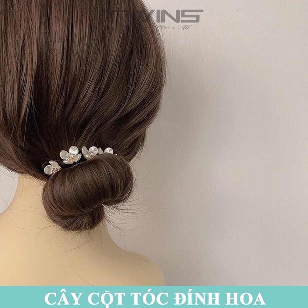 Dây buộc tóc, búi tóc dẻo đính ngọc trai SK209 làm dụng cụ quấn tóc cho nữ cao cấp phong cách Hàn Quốc, xinh xắn cute