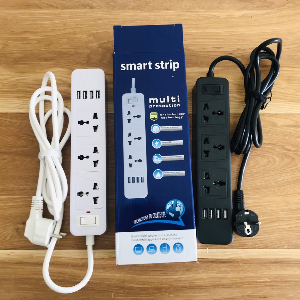 Ổ Cắm Điện Đa Năng JW301 Có 4 Cổng USB Sạc Tối Đa 12W và Ổ Điện Chịu Tải 2500W Dây Dài 2M Chọn Màu Chính Hãng Amalife