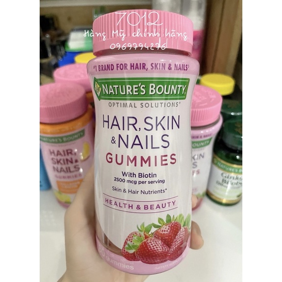 Kẹo dẻo đẹp da móng tóc Nature Bounty Hair Skin Nails Biotin 80 viên