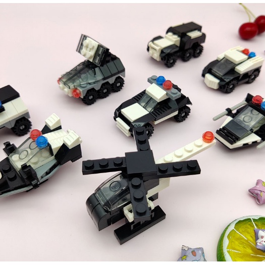 07019 Bộ Đồ Chơi Lego Mini 8in1, Lego Lắp Ráp Các Loại Xe Cảnh Sát