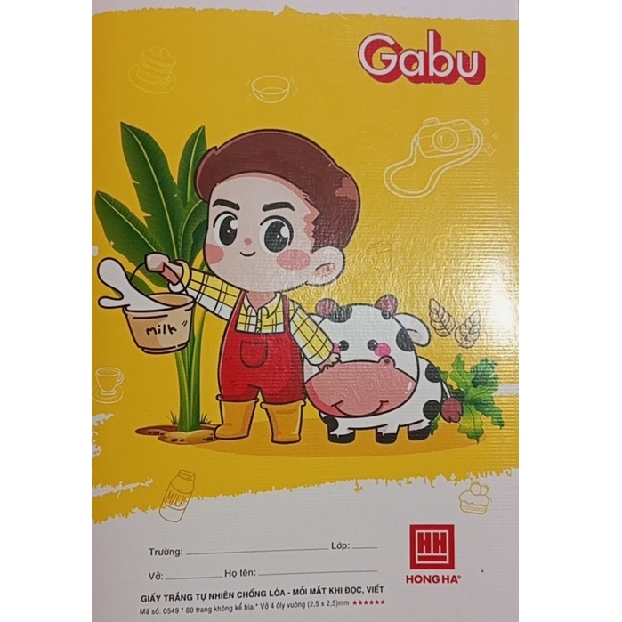 Vở Gabu 4 Ô Ly 80 Trang Hồng Hà School mã số 0549 mẫu mới