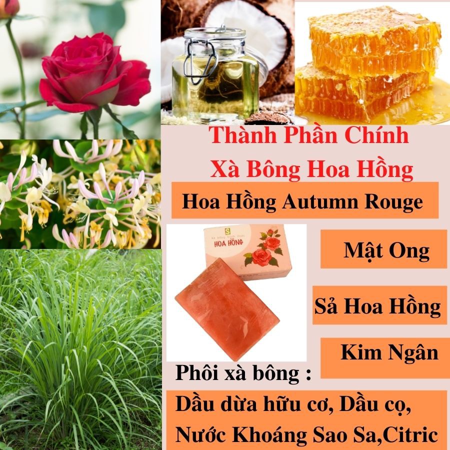 Xà bông-Xà phòng Hoa Hồng Sinh Dược 100% thiên nhiên tắm gội rửa mặt hương hoa hồng đặc trưng thơm nhẹ nồng nàn quyến rũ