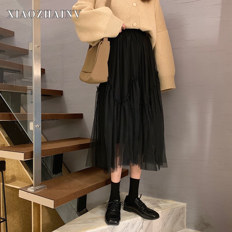 Xiaozhainv Chân váy lưới Midi thời trang nữ | BigBuy360 - bigbuy360.vn