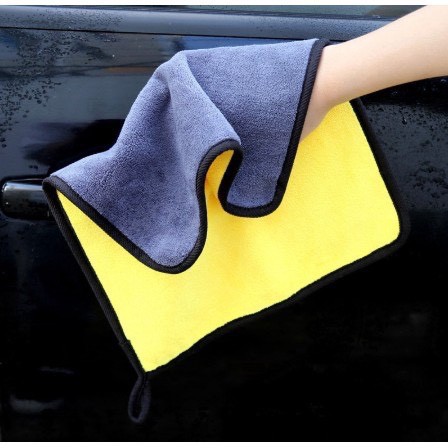 COMBO 5 khăn lau xe chuyên dụng 2 mặt màu vàng ghi size 30x60 - lau xe siêu dày siêu thấm nước không rụng bông