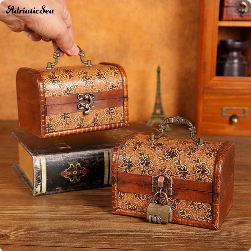 Hộp Gỗ Mini Đựng Kho Báu Phong Cách Retro