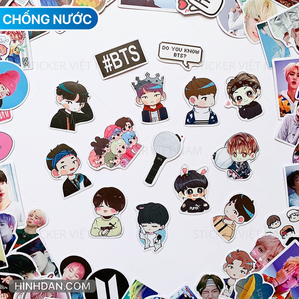 [BTS Kpop Stickers] Chất Liệu PVC Bền Chống Nước Dán Trang Trí Sổ Tay Nón Bảo Hiểm Laptop | Sticker Việt Nam