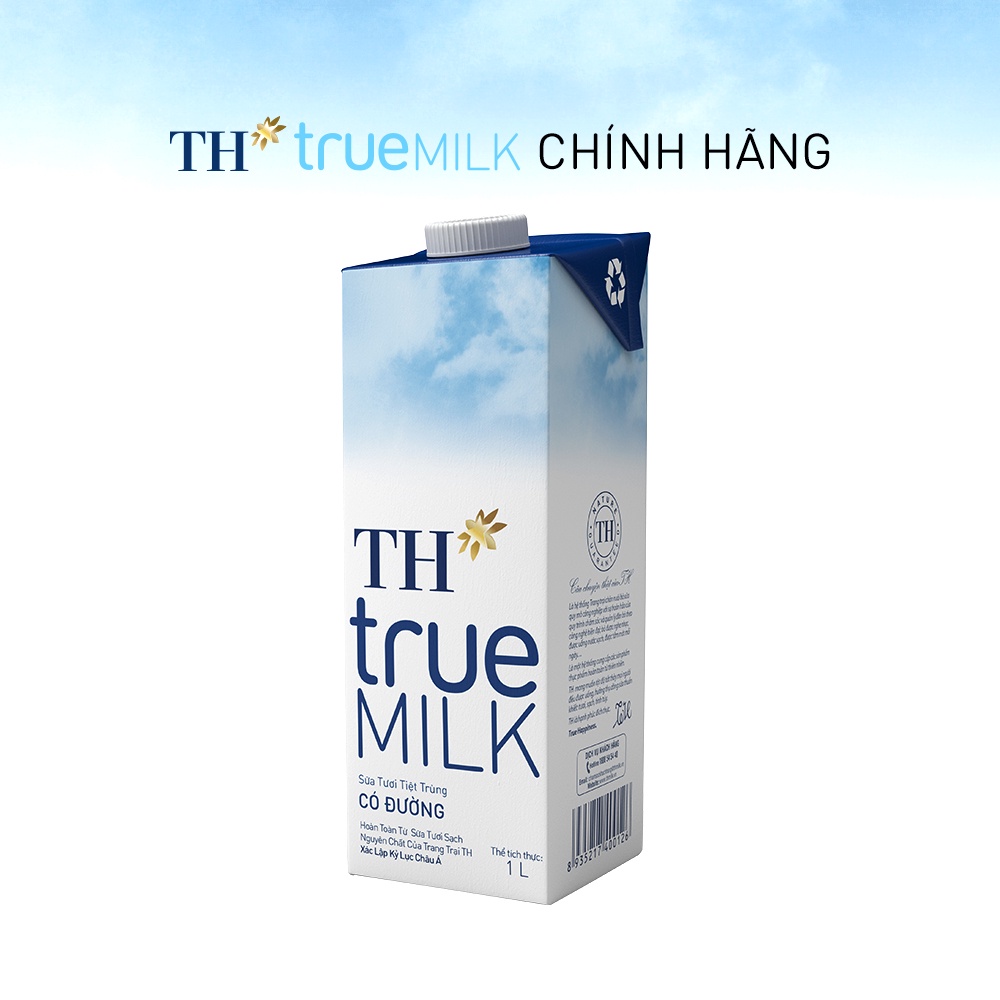 Thùng 12 hộp sữa tươi tiệt trùng có đường TH True Milk 1L (1L x 12)