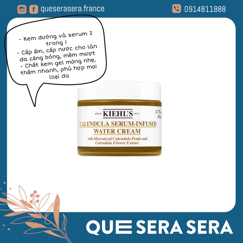 Kem cúc kiehl Serum-infused water cream