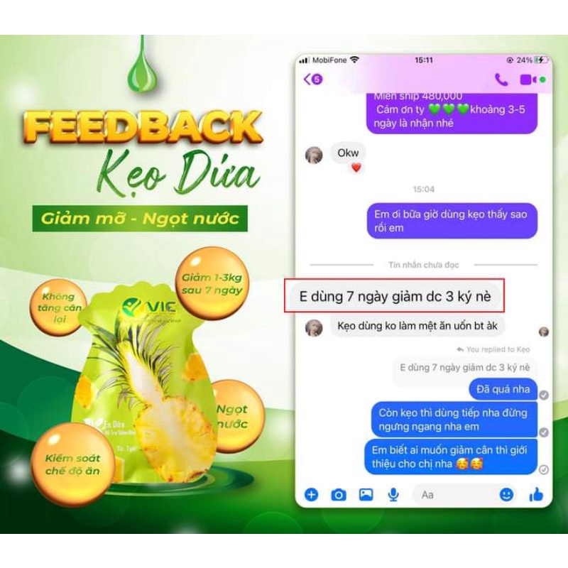 Tách lẻ 1 viên kẹo dứa giảm cân