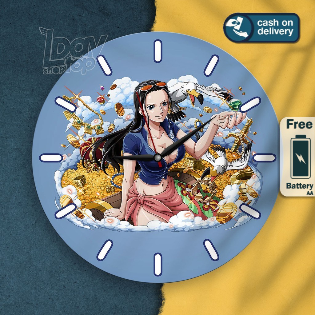 Đồng Hồ Treo Tường Bằng Gỗ Mdf 005 - Nico Robin One Piece