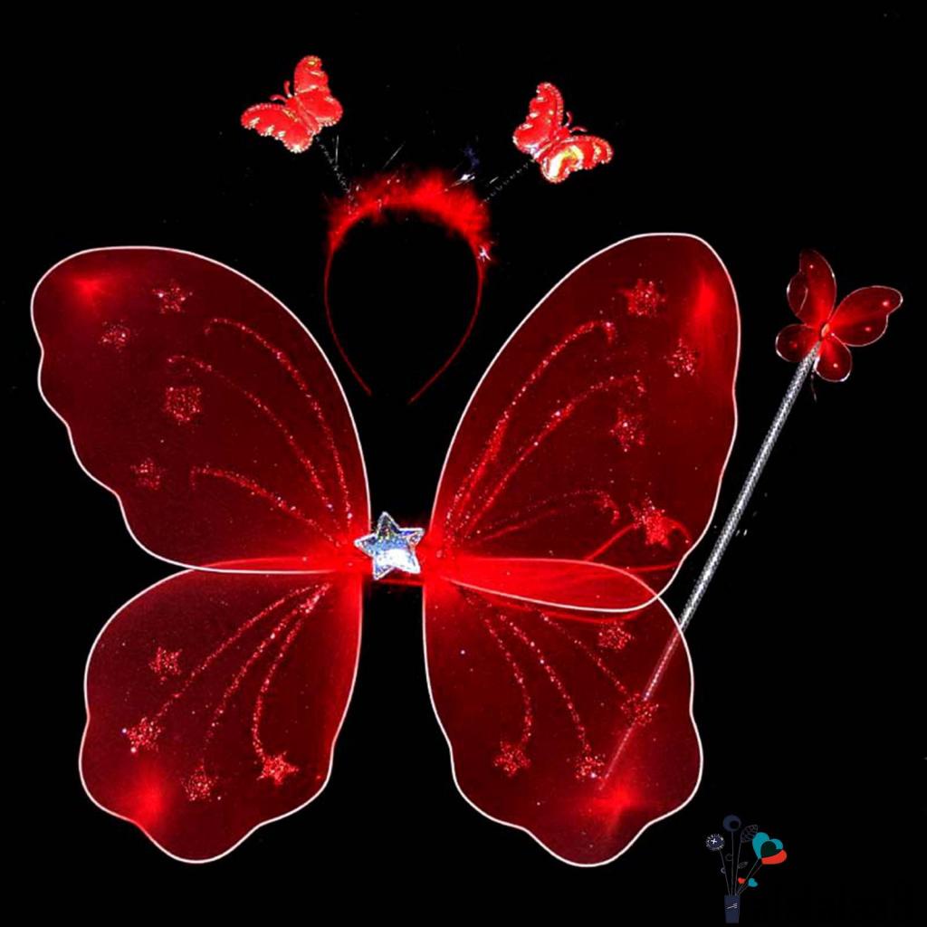 La-set Tóc Hình Cánh Bướm Lấp Lánh Kèm Đũa Và Băng Đô Xinh Xắn Cho Bé Gái