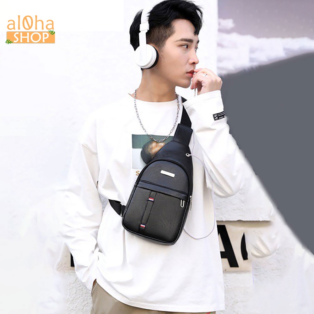 Túi đeo chéo da cao cấp unisex nam nữ chống nước thời trang hot trend - al0ha Shop