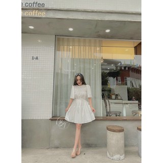 Đầm nhún xinh kèm dây eo🤍