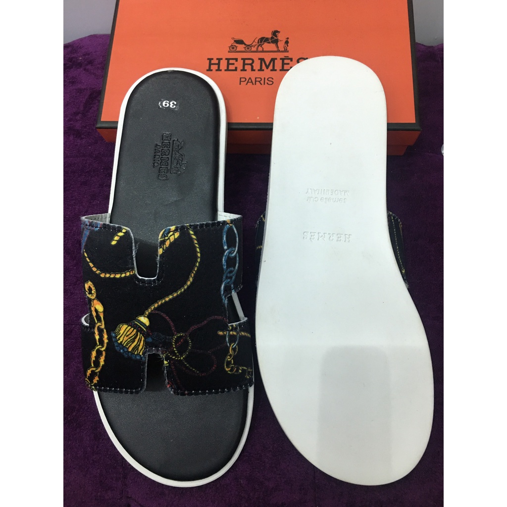 Dép HM mặt 3D - Dép quai da đế cao su khâu viền chắc chắn