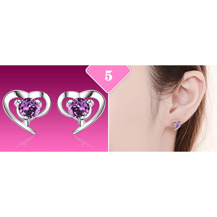 S925 Hoa Tai Mạ Bạc Hình Cỏ Ba Lá Đính Đá Thời Trang Cho Nữ Nhiều Màu