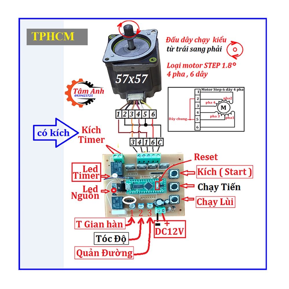 Mạch khiển động cơ bước - có Driver  ( code hản cell pin )