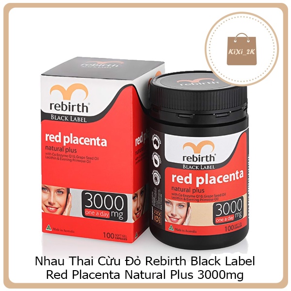 Nhau Thai Cừu Đỏ Rebirth Black Label Red Placenta Natural Plus 3000mg