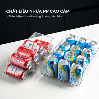 Hộp Đựng Lon Nước Tủ Lạnh Thiết Kế Dạng Khay Làm Bằng Nhựa PP Có Đường Vân, Giúp Hộp Có Khả Năng Chịu Lực Tốt