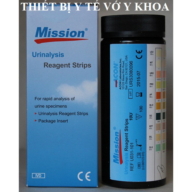 Que thử nước tiểu ACON Mission 10 thông số - hộp 100 test (hàng Mỹ)