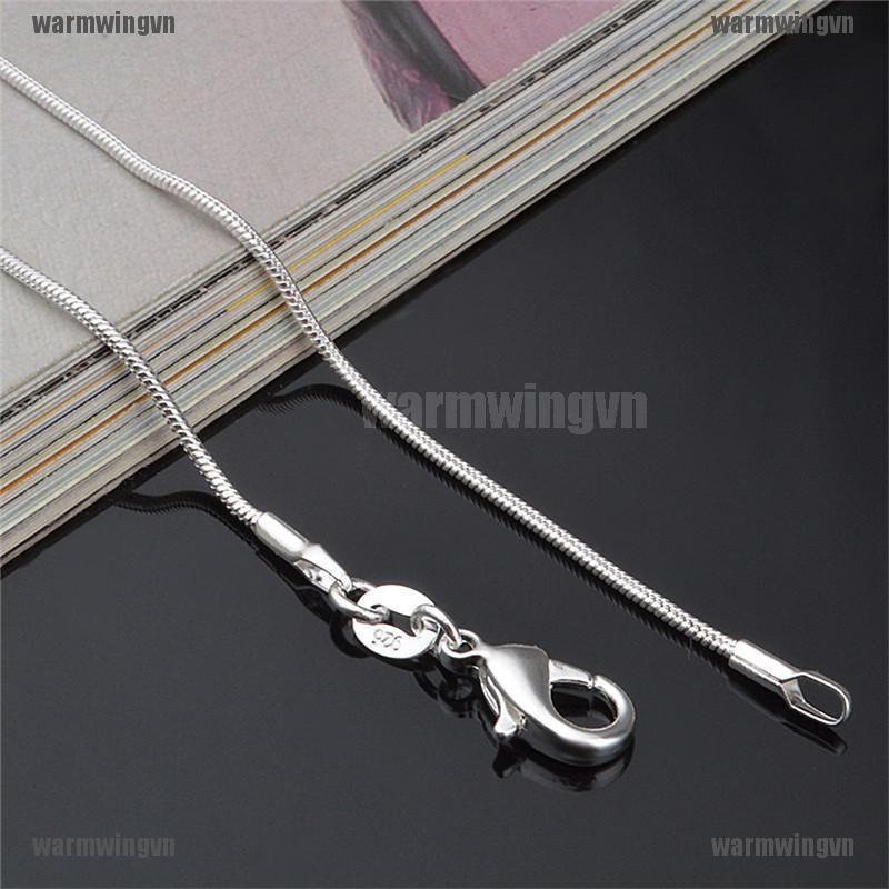 Fashion 925 Sterling Silver Plated Stamp 925 Snake Chain 1mm Necklace 16" 18" 20" 22" 24" ingvn