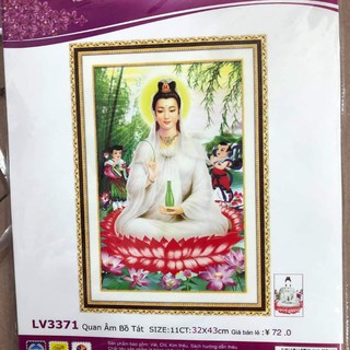 Tranh thêu chữ thập cao cấp Phật quan âm Lv3371 ( 43X33Cm)