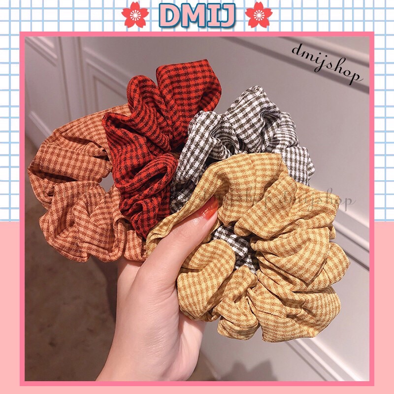 [Cột tóc Scrunchies] Scrunchies hoạ tiết caro nhỏ