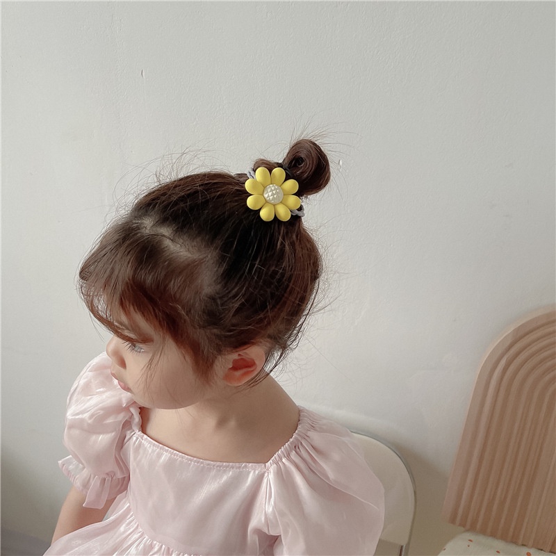 Dây Buộc Tóc Cao Su Co Giãn In Họa Tiết Hoa Dễ Thương Phong Cách Hàn Quốc Cho Bé Gái