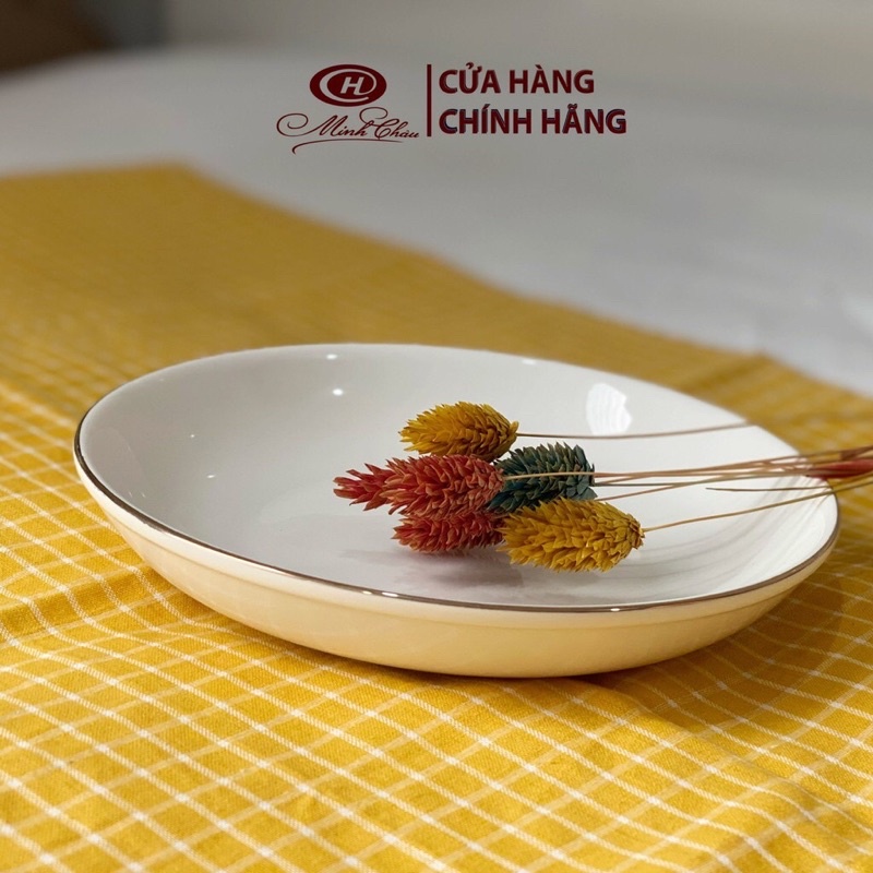 ĐĨA VIỀN VÀNG 12k Thương Hiệu MINH CHÂU - Sứ xương không chì