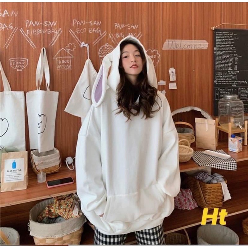 Áo hoodie nỉ mũ tai thỏ to đại | BigBuy360 - bigbuy360.vn