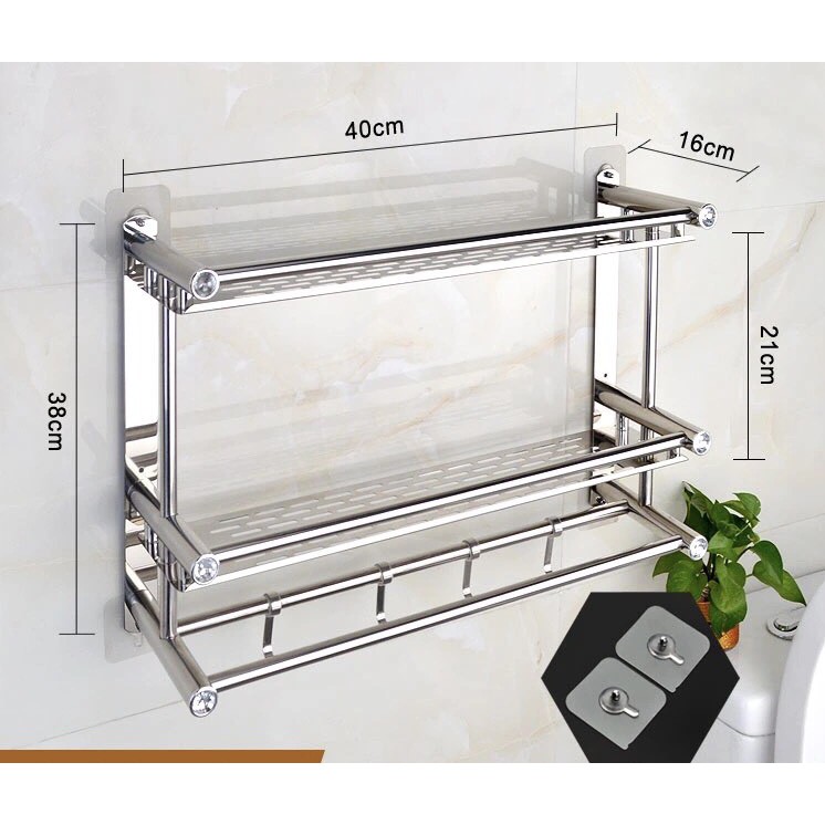 Kệ nhà tắm inox, Kệ để đồ nhà tắm, 3 tầng, chất liệu Inox, kệ treo tường nhà tắm tiện lợi