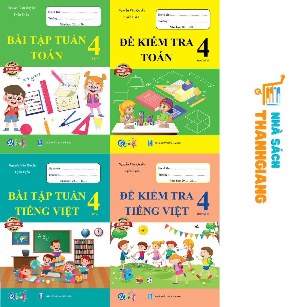 Sách - Combo Bài Tập Tuần và Đề Kiểm Tra Toán và Tiếng Việt 4 - Học Kì 2 (4 cuốn)