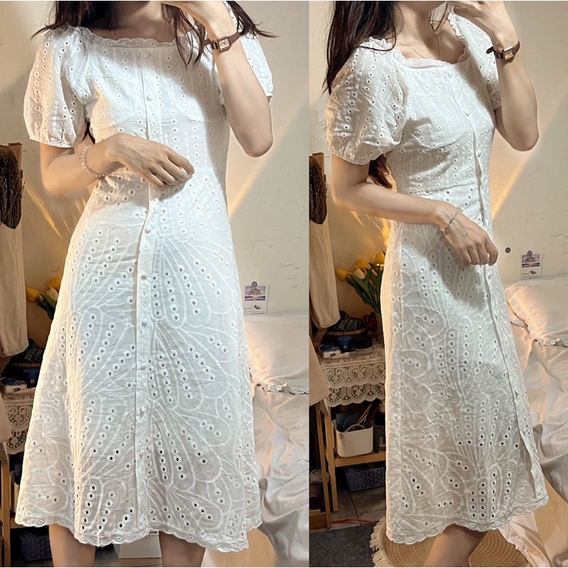 Đầm ren midi dáng dài taobao order
