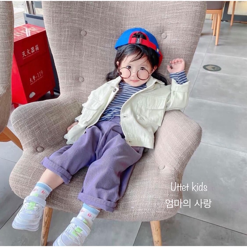 ÁO KHOÁC KAKI  HÀN QUỐC 963 DÀNH CHO BÉ GÁI VÀ BÉ TRAI SIZE 80 ĐÊN 120 DÀNH CHO BÉ TỪ 1 TUỔI ĐẾN HƠN 5 TUỔI