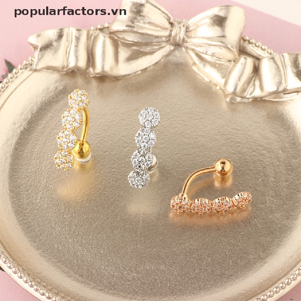 Khuyên Rốn Bằng Thép Không Gỉ Hình Hoa Đính Kim Cương Giả Thời Trang Cho Nữ