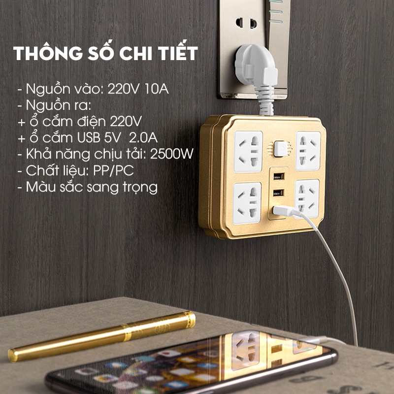 Ổ Cắm Điện Đa Năng Rắc 3 Chân Ổ cắm USB