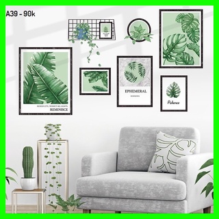 Decal dán tường khung ảnh lá cây nhiệt đới