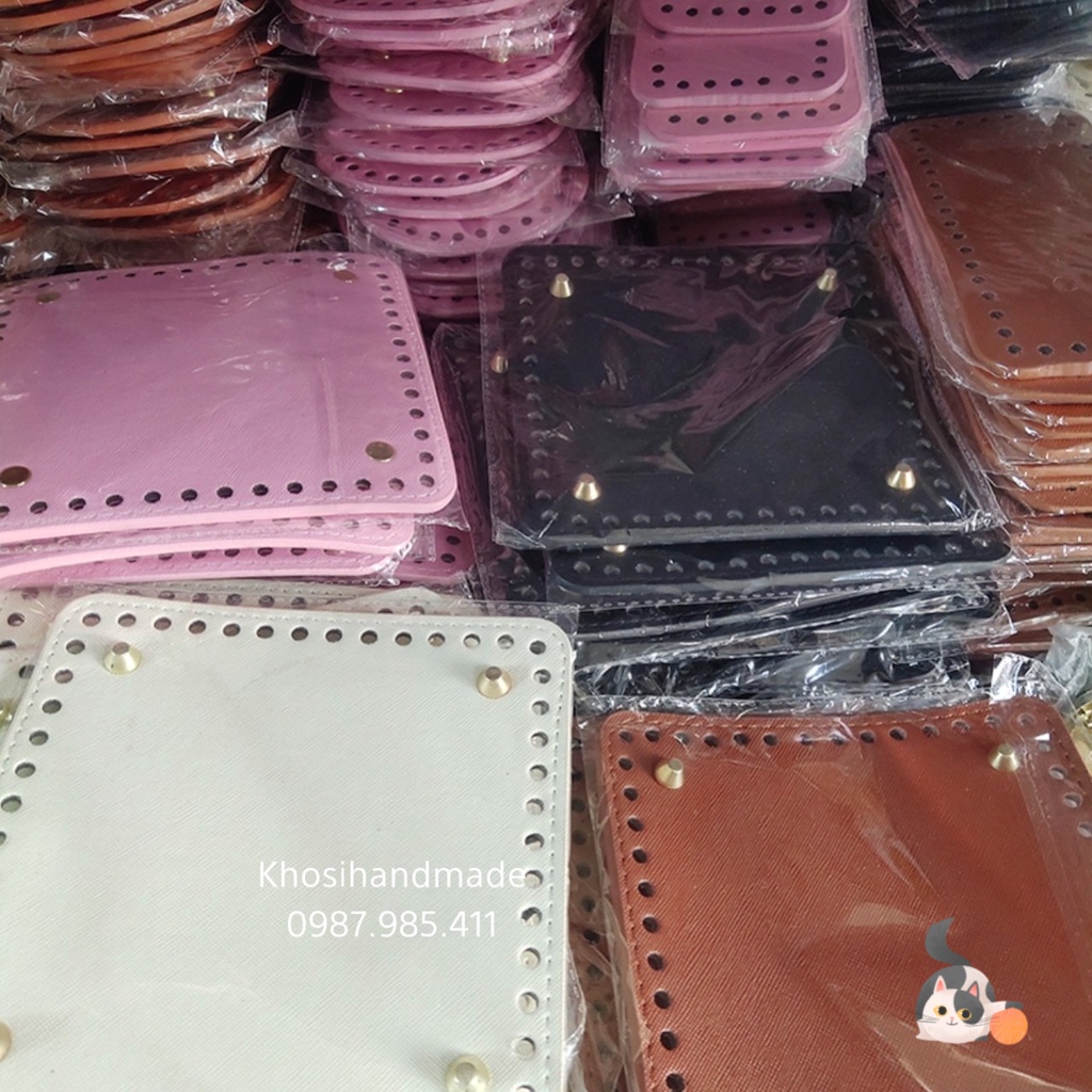 Tấm Đế Túi Da PU Đục Lỗ Hình Vuông Size 15x15cm