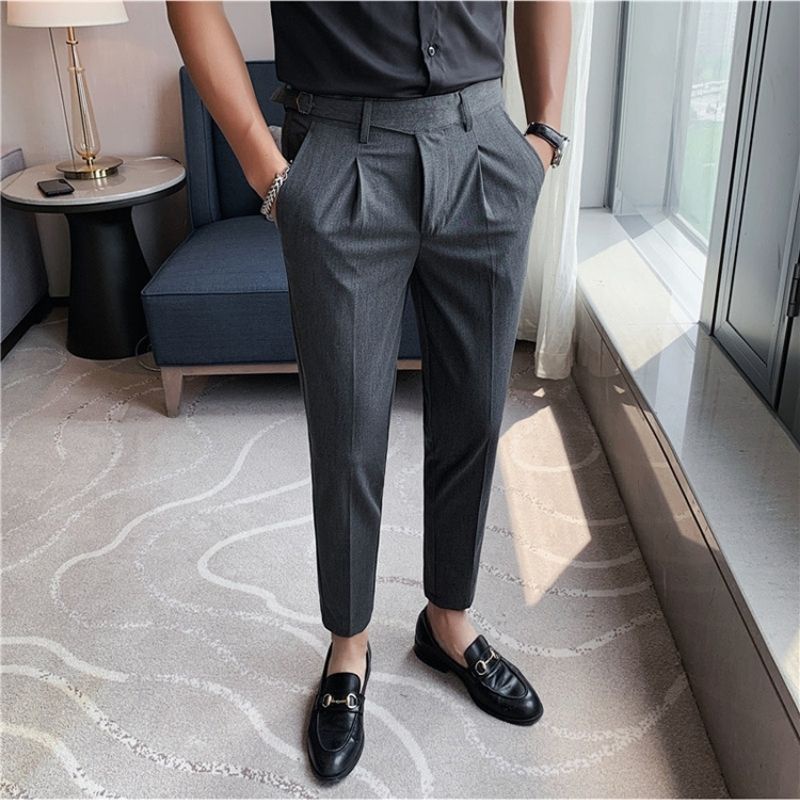 Quần âu nam cạp cao - kiểu mới dáng ống côn công sở Hàn Quốc cao cấp , quần tây trắng nam,màu đen , màu xám