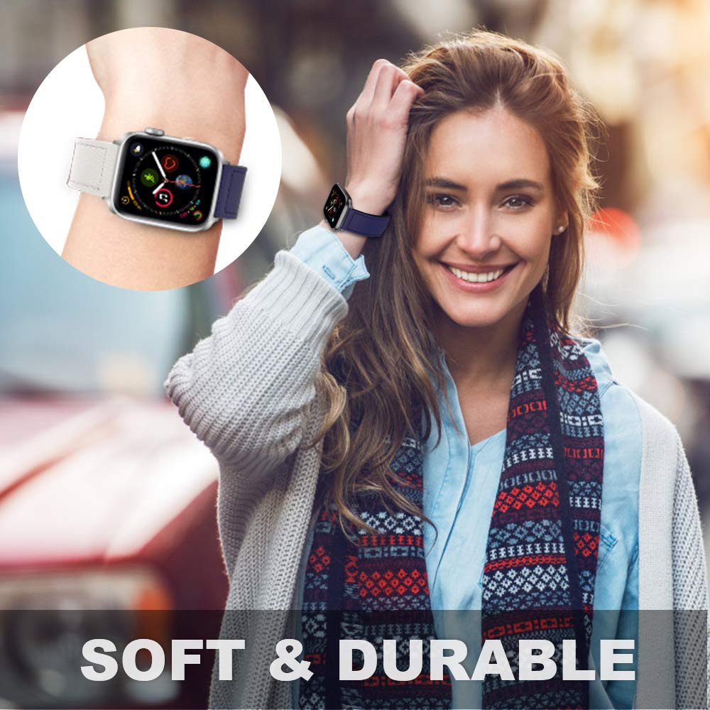 Dây Đeo Bằng Da Thật Cho Đồng Hồ Thông Minh Apple Watch Series 6 / Se / 5 / 4 / 3 / 2 / 1 Iwatch 38mm 40mm 42mm 44mm