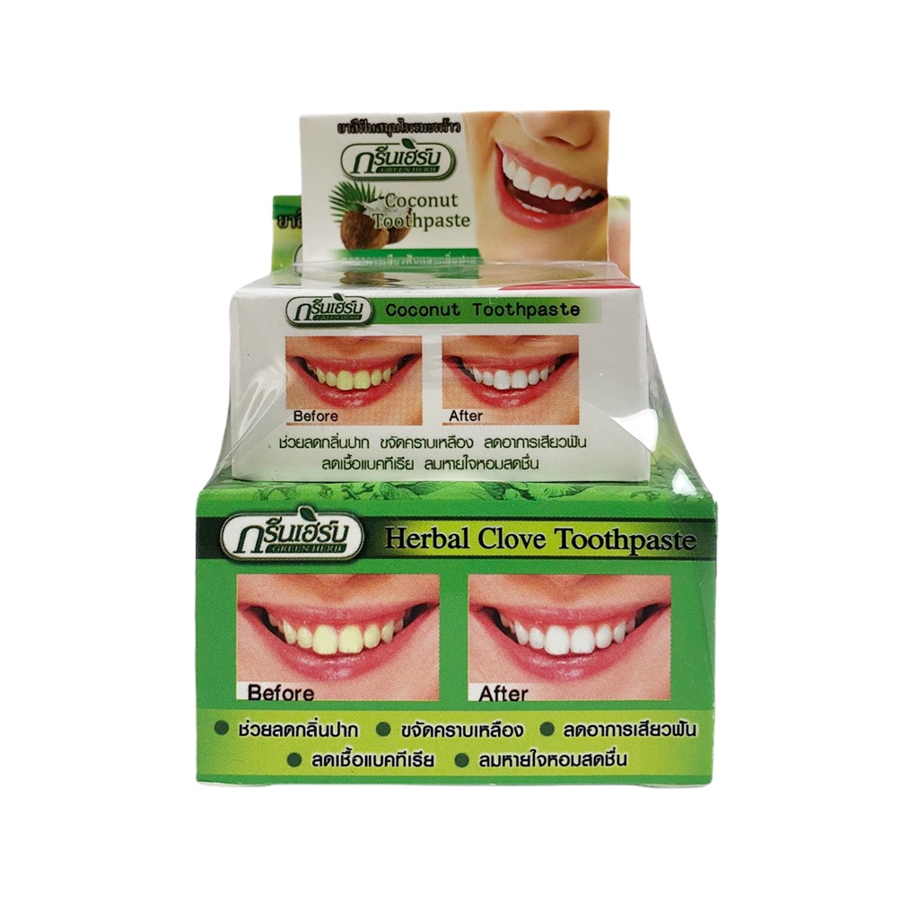 Kem đánh răng Thái Lan 25g Tẩy Trắng Green Herb