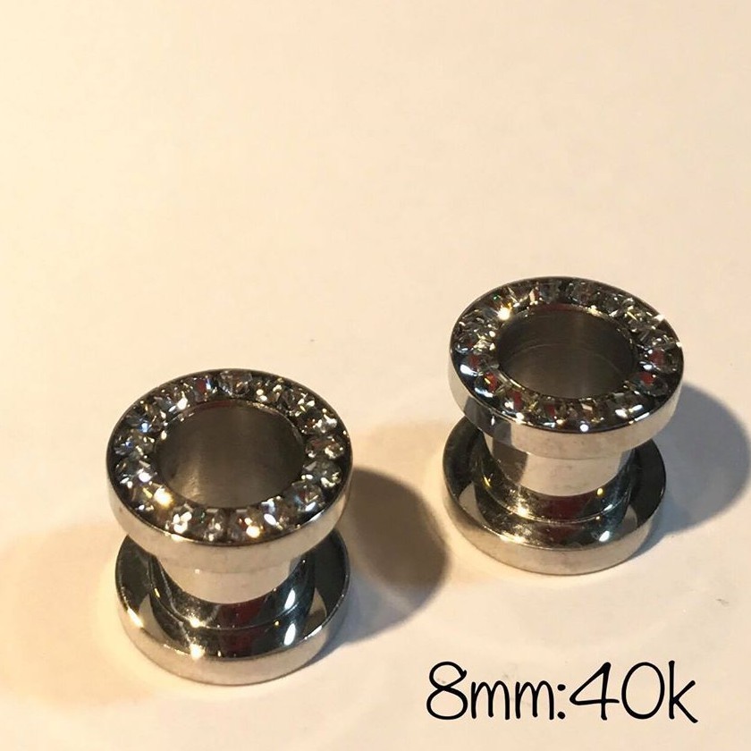 KHUYÊN NONG TAI INOX ĐÍNH ĐÁ 8mm