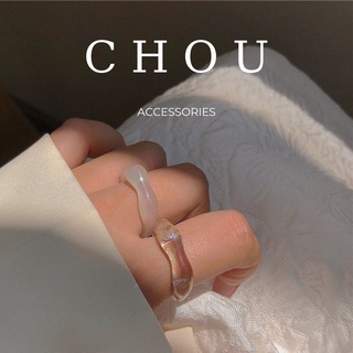 Set 2 Nhẫn Trắng Trong | CHOU ACCESSORIES |