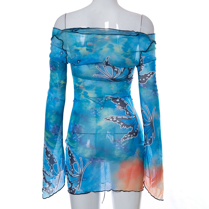 DUNEA Đầm Tay Dài Cổ Chữ V Gợi Cảm In Họa Tiết Nhiều Màu Sắc Cho Nữ Y0309