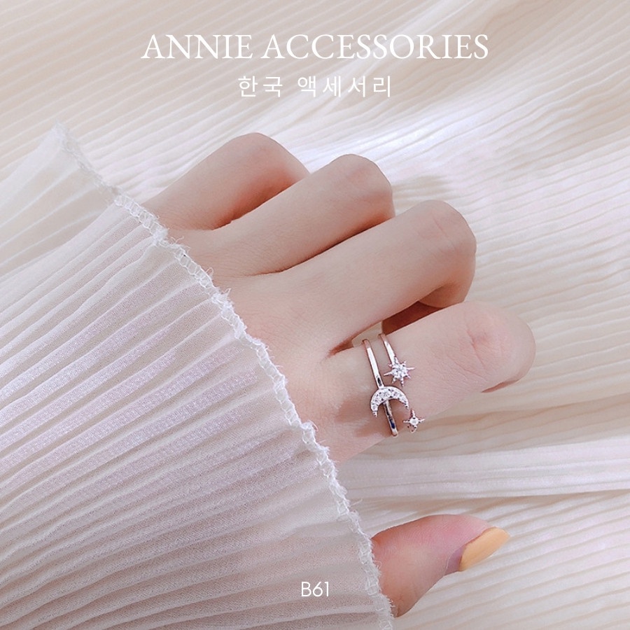 Nhẫn mặt trăng đính đá tinh xảo cá tính ANNIE - B61