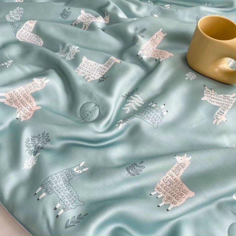 Bộ chăn ga gối lụa tencel chăn trần hè, bộ lụa hàng cao cấp nhất hàng chất lượng - Mẫu cừu dolly