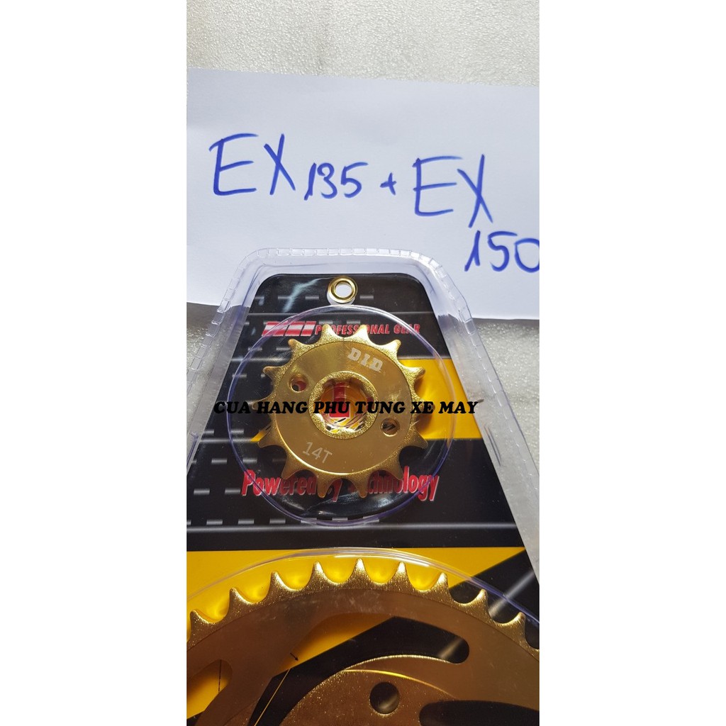 Trọn bộ sên nhông dĩa DID vàng cho xe Exciter 135/ Exciter 150 - hàng Nhật sên 9 li