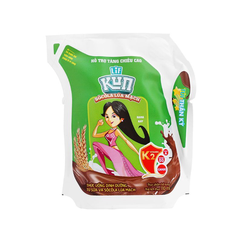 Thức uống dinh dưỡng socola lúa mạch LiF Kun túi 110ml