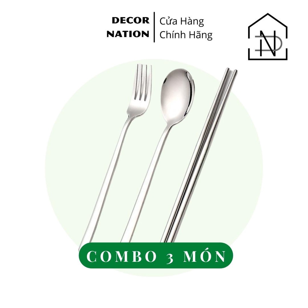 COMBO 5 Món Muỗng Đũa Nĩa Thìa Dao Inox 304 Cao Cấp dùng Văn Phòng - Du Lịch- Ăn Trưa