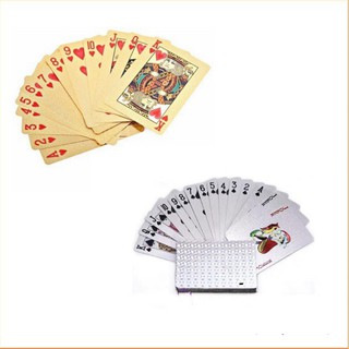 Bộ bài tây mạ vàng mạ bạc 52 lá nhựa dẻo chống thấm nước